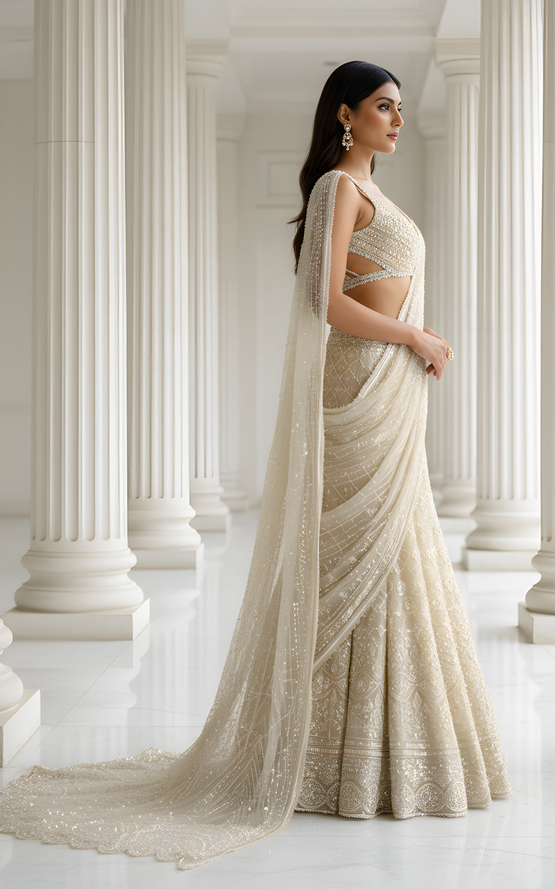 Threads and Motifs | Formal Dresses 25 | Embroidered Blouse With Skirt Saree