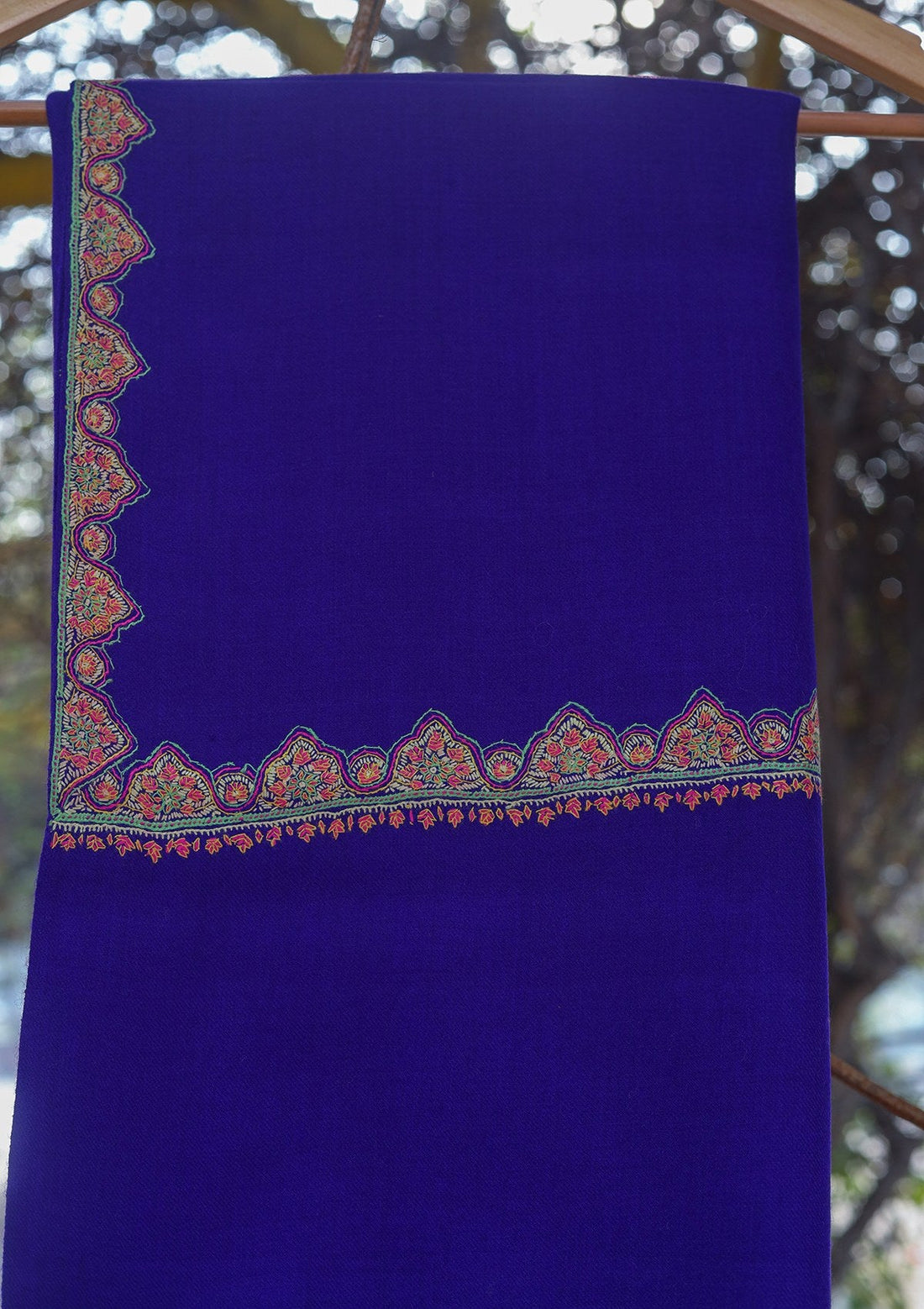 Wool Needle Work Shawl D - 38B - R Blue