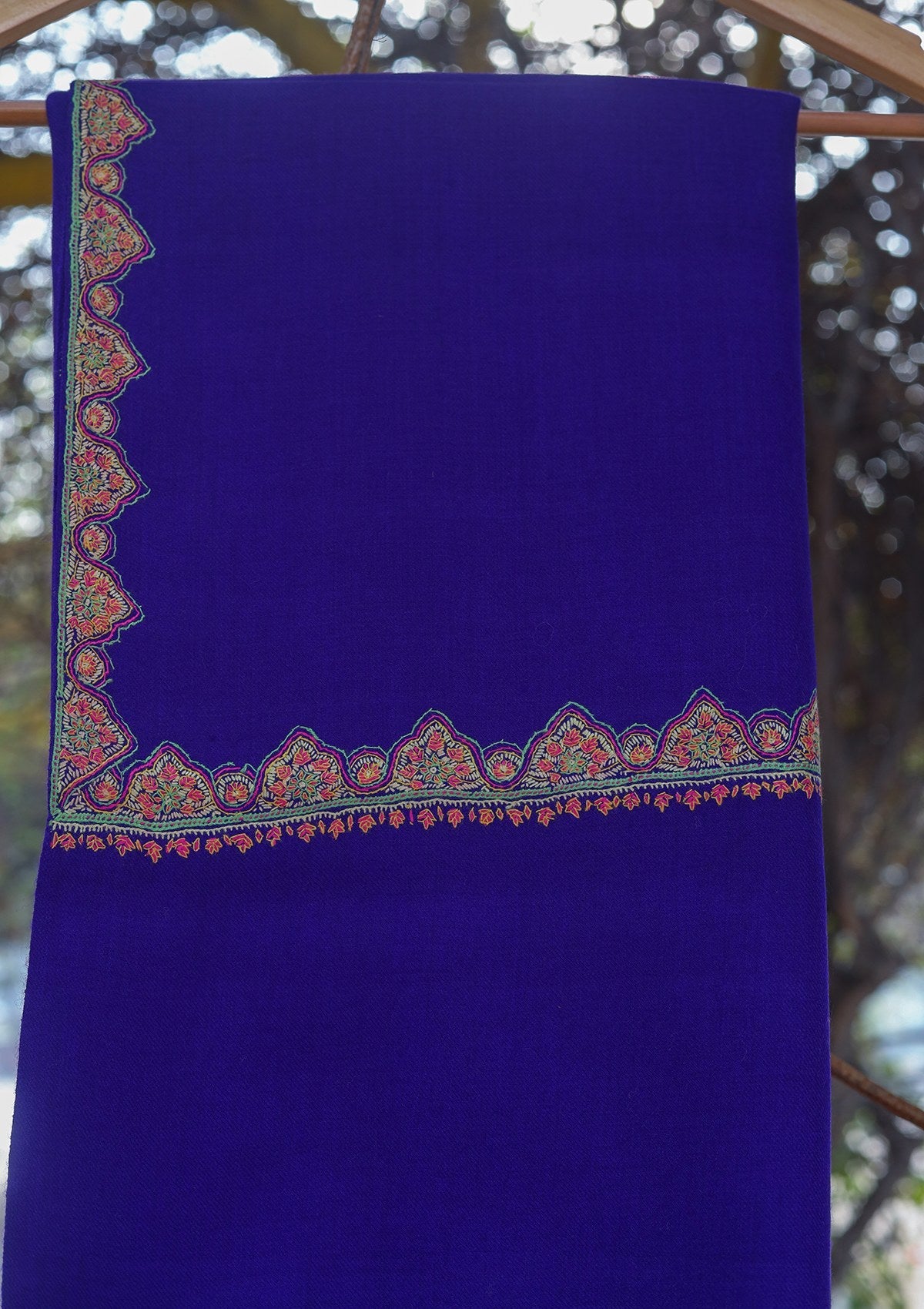 Wool Needle Work Shawl D - 38B - R Blue