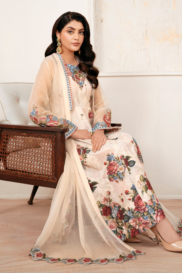 Baroque | Luxury Pret 25 | EMBROIDERED CHIFFON PR-1053 - Official Baroque - Agha Fabrics UK