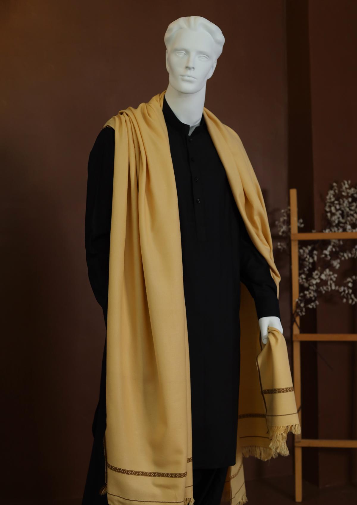 Men Shawls - Wool Shawls - D#02 - L Gold