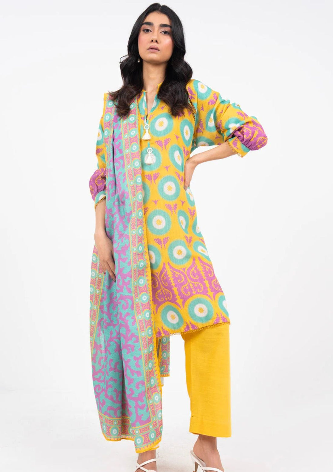 Winter Collection - Al Karam - Unstitched 24 - FW-52-24-YELLOW - Official Al Karam - Agha Fabrics UK