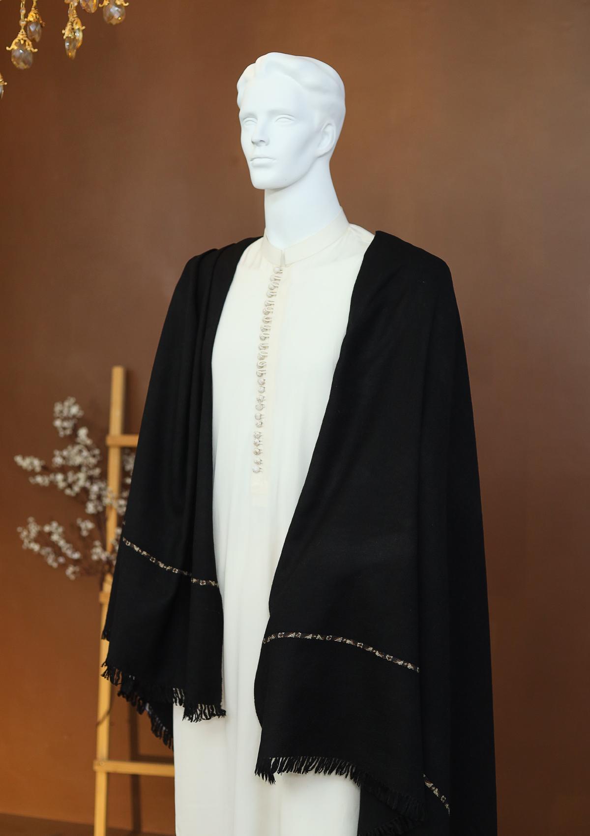 Men Shawls - Wool Shawls - D#31 - Black