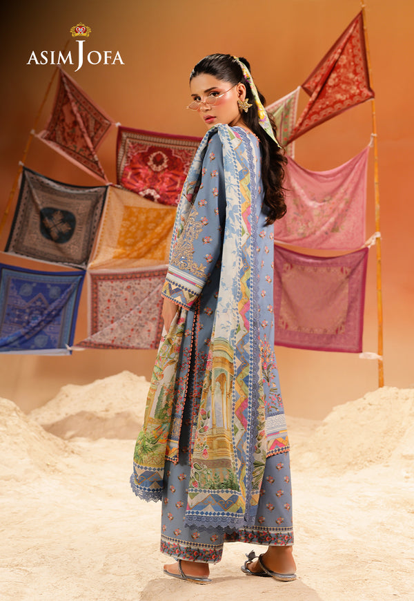 Asim Jofa | Summer Rhapsody | AJUBU-11 Printed Embroidered Lawn - Official Asim Jofa - Agha Fabrics UK