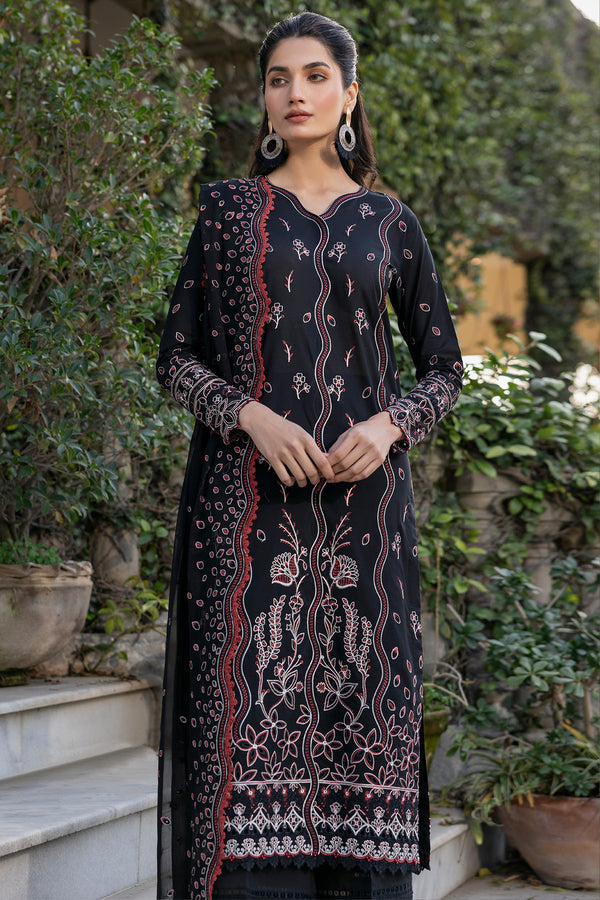 Farasha | Summer Weaves Embroidered Lawn | Black Rose