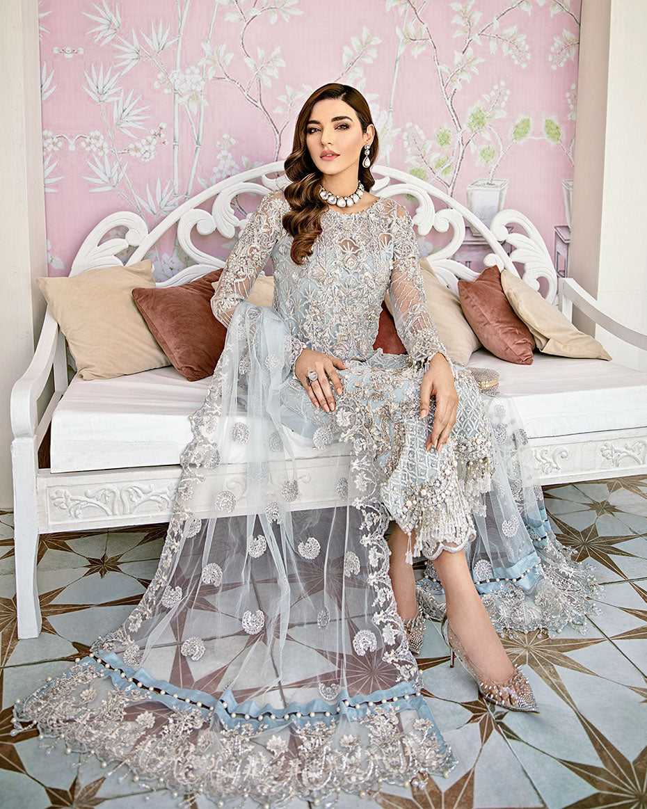 Gulaal | Wedding Formals | Avenir Embroidered Net 3-Piece Suit WS-01 - Official Gulaal - Agha Fabrics UK