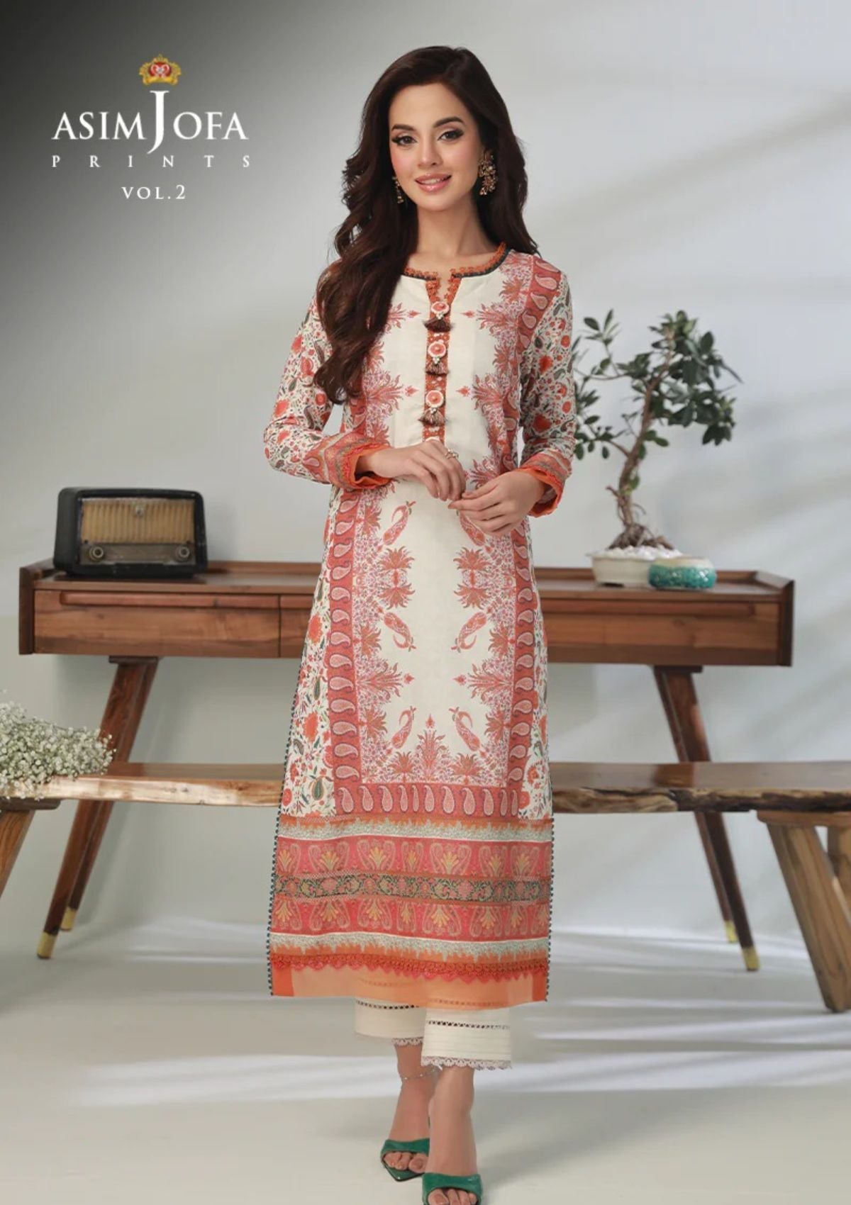 Lawn Collection - Asim Jofa - Basic - Print - 2 Pcs - AJBP#52 - Official Asim Jofa - Agha Fabrics UK