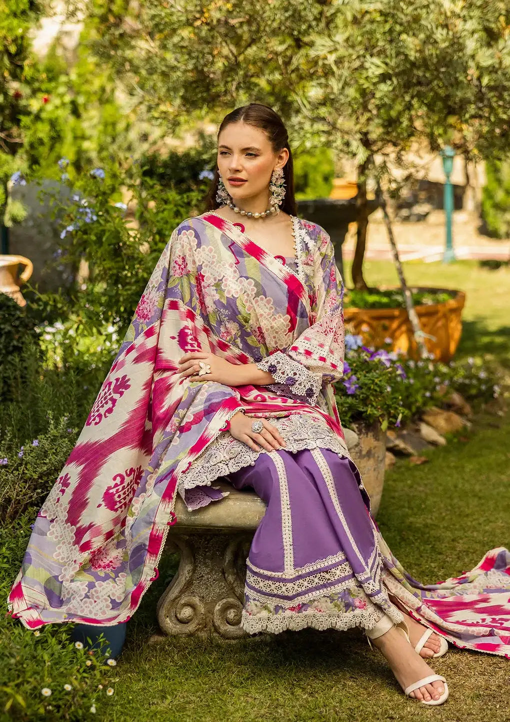 Elaf Premium | Print Chikankari 25 | ELK-02A PERIWINKLE - Official Elaf Premium - Agha Fabrics UK