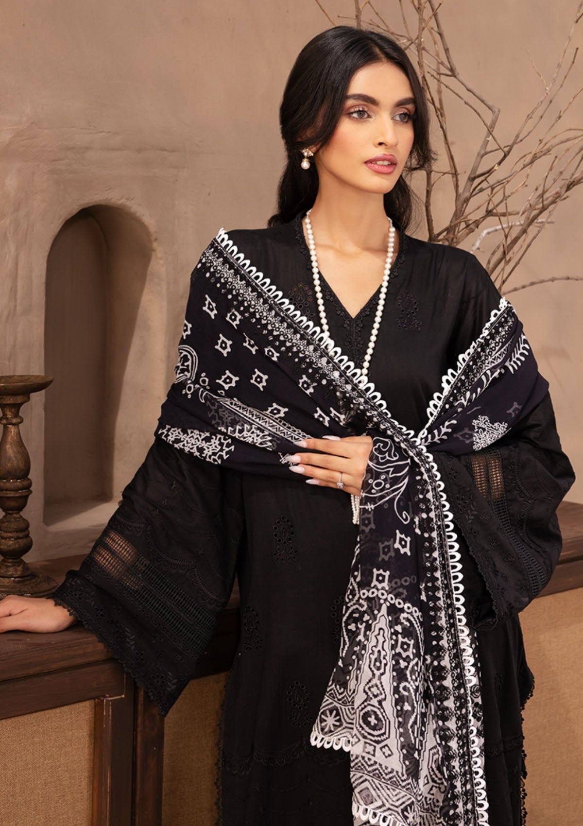 Lawn Collection - Nureh - Koyal - Monochrome - B#04 - Official Nureh - Agha Fabrics UK