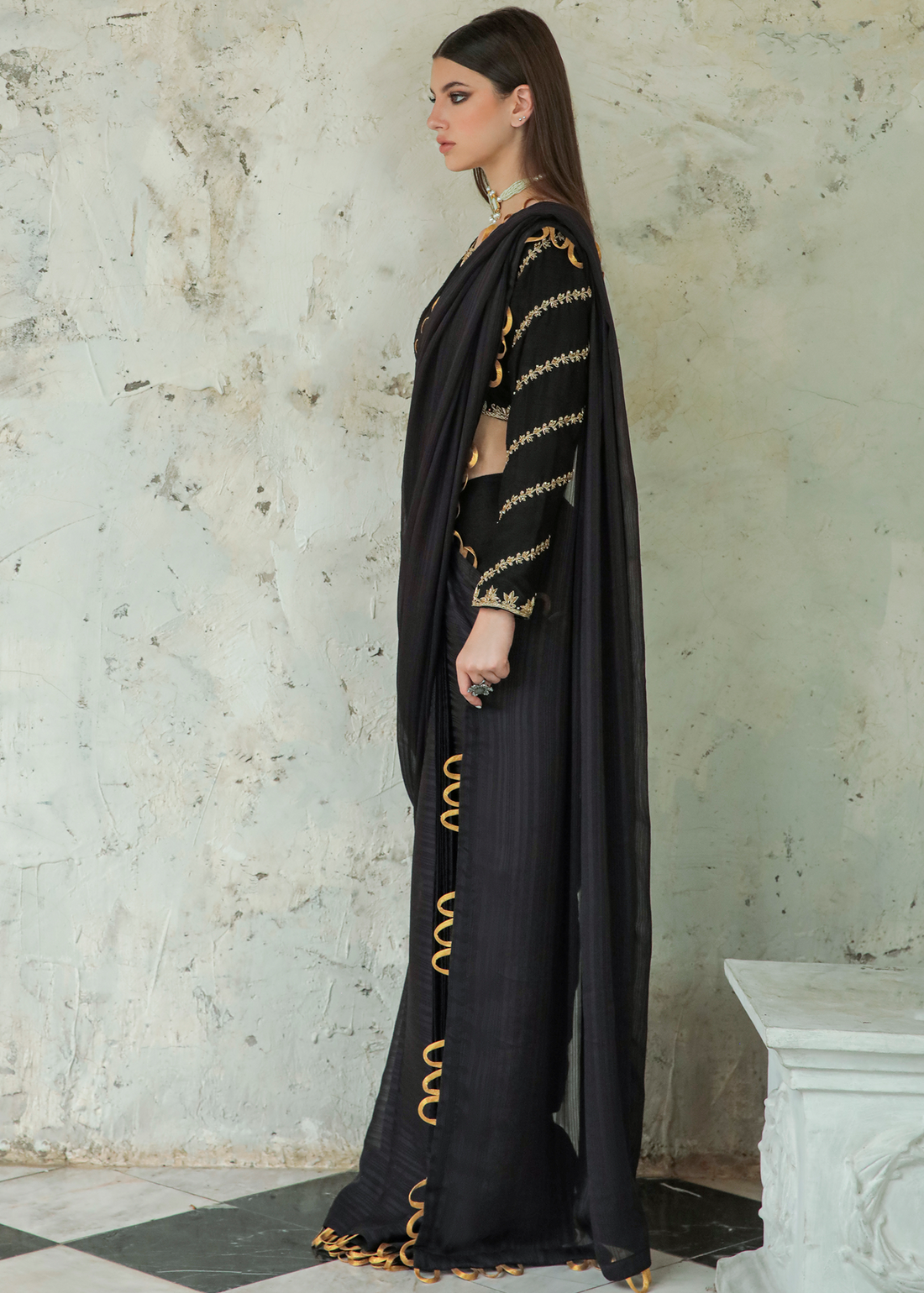 Purple Haze Pret Studio | Apsara Formals | Black Saree Pants