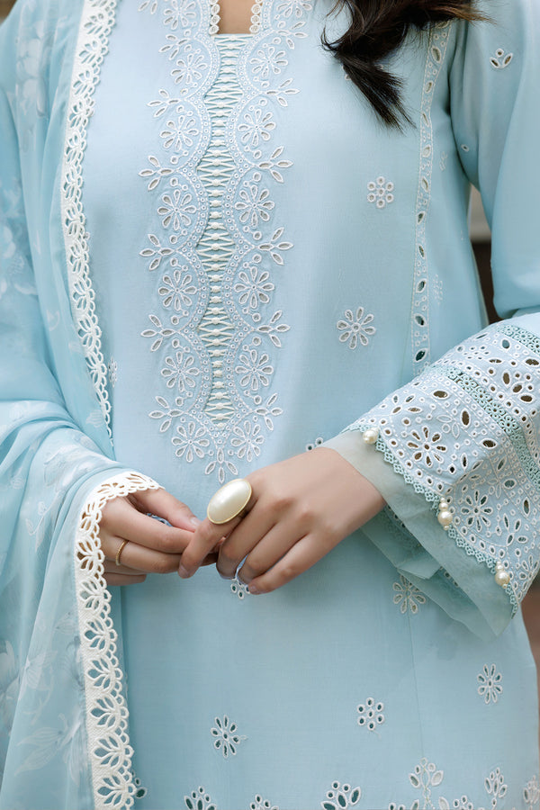 Farasha | Summer Weaves Embroidered Lawn | Sky Haze