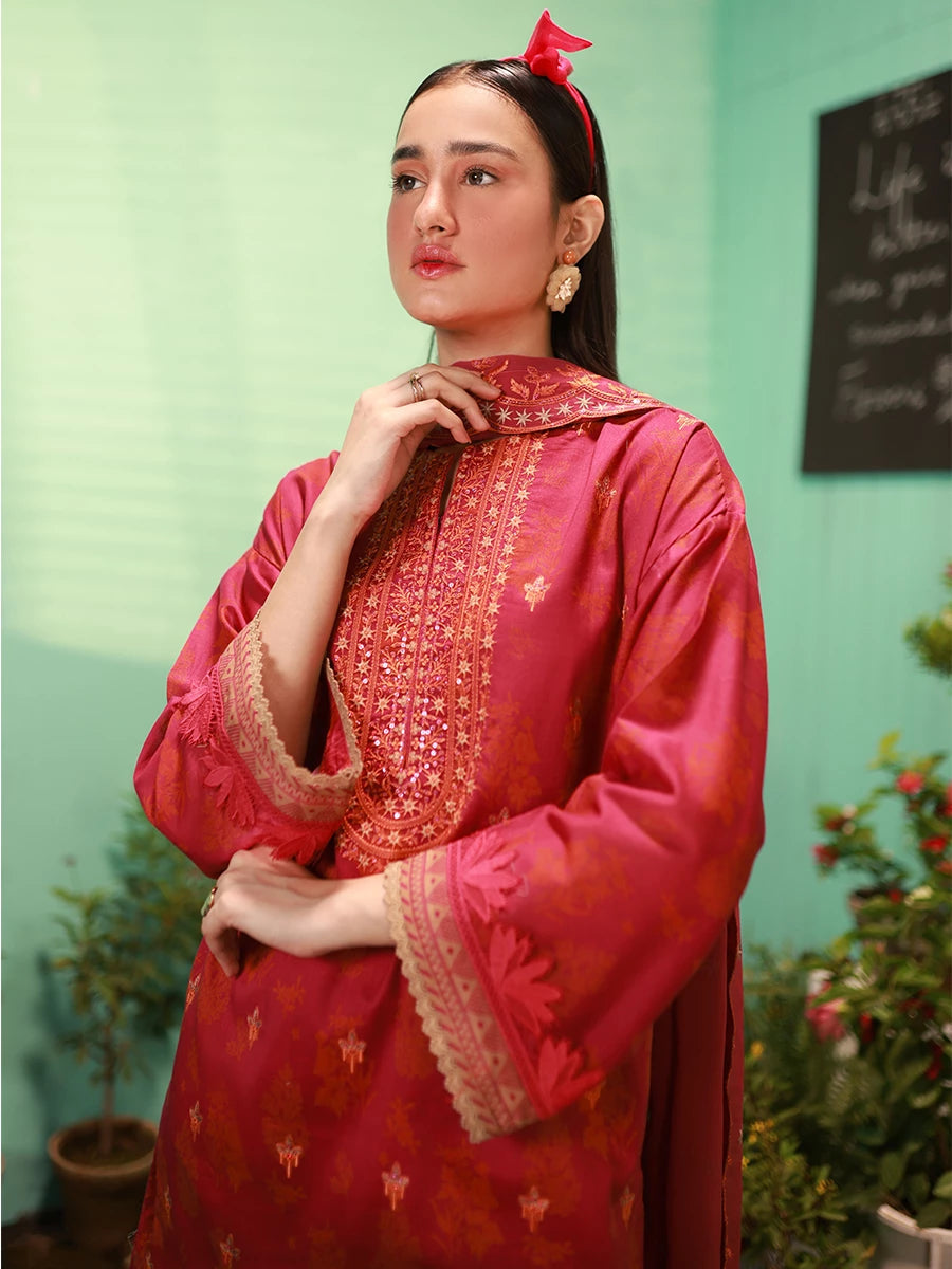 Salitex | Izel Lawn 24 | SCARLET - LUXURY LAWN EMBROIDERED SUIT