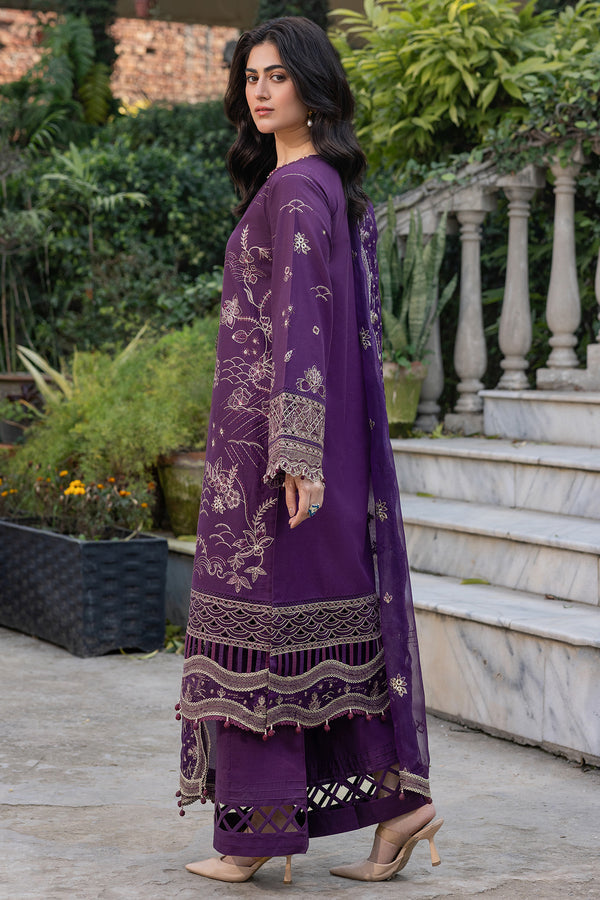 Farasha | Summer Weaves Embroidered Lawn | Raven Plum