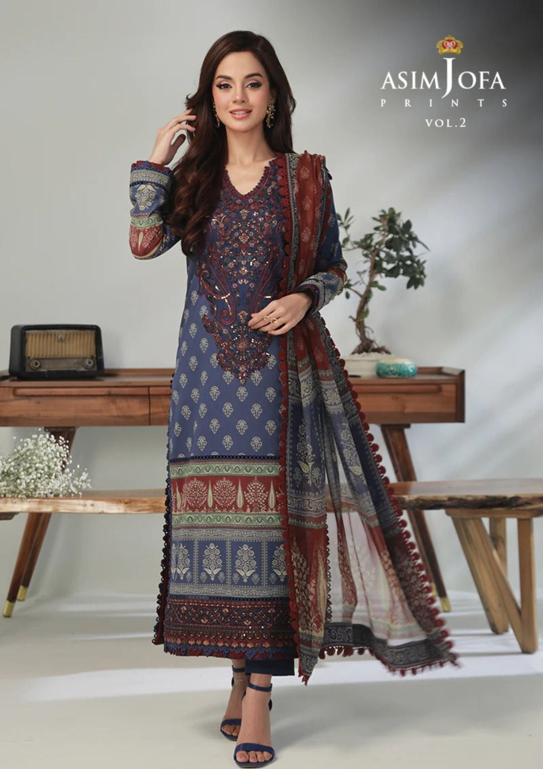 Lawn Collection - Asim Jofa - Basic - Print - 3 Pcs - AJBP#45 - Official Asim Jofa - Agha Fabrics UK