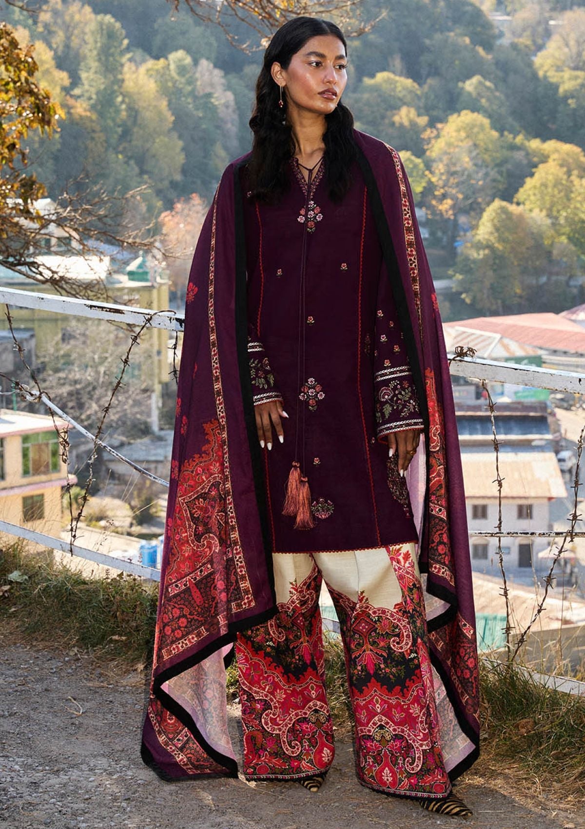 Winter Collection - Jugnu by Hussain Rehar - Autumn Winter - Amethyst - Official Jugnu by Hussain Rehar - Agha Fabrics UK