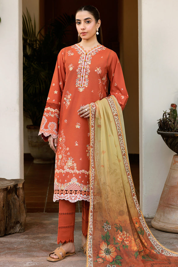 Farasha | Summer Weaves Embroidered Lawn | Orange Petal