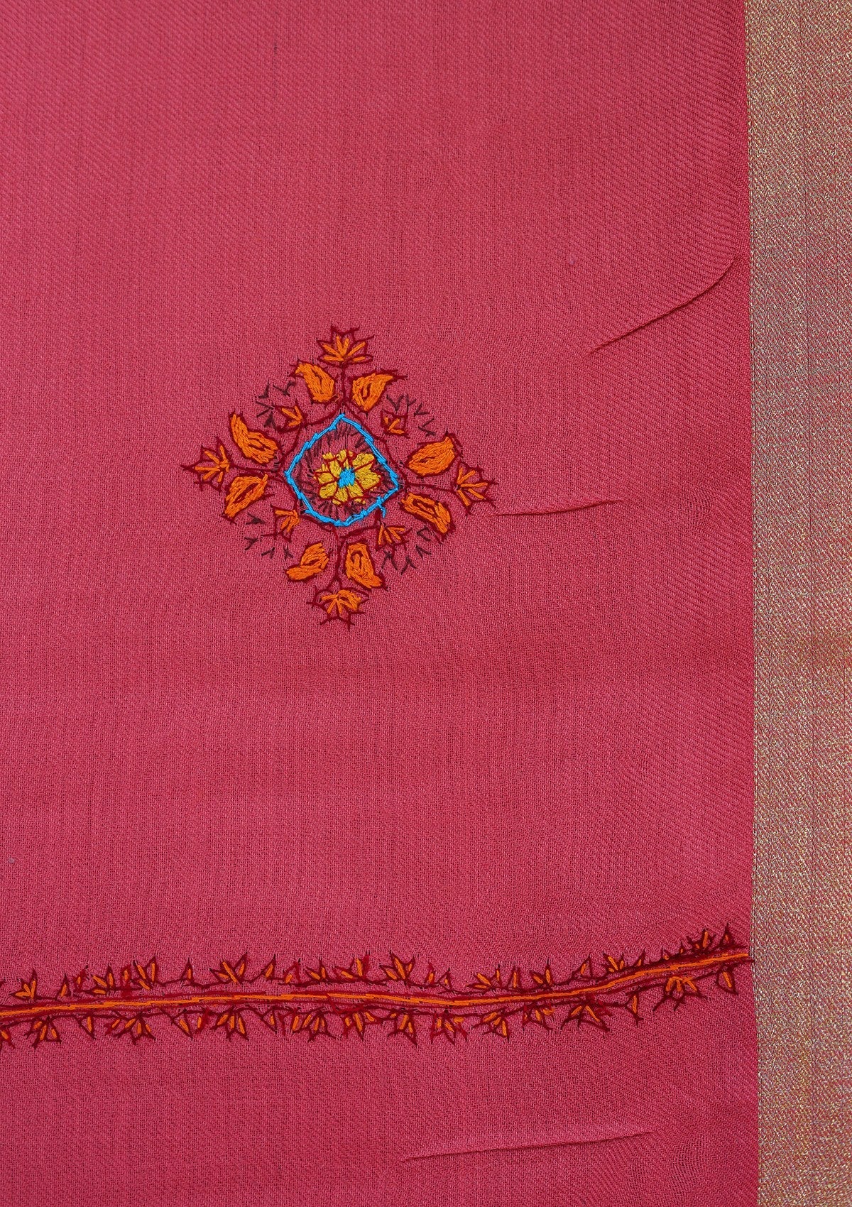 Wool Needle Work Shawl D - 33C - Carrot