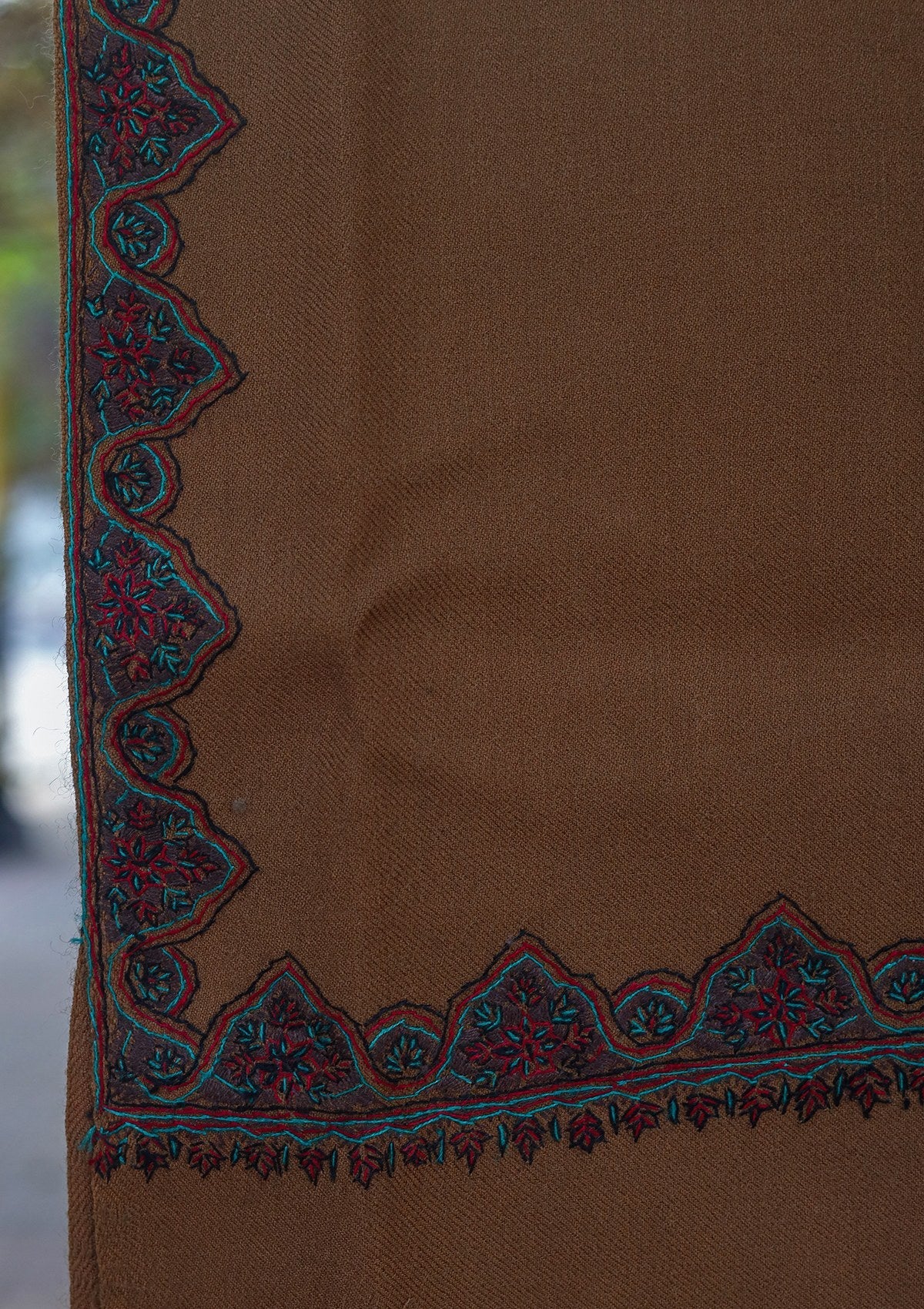 Wool Needle Work Shawl D - 38 - G Brown