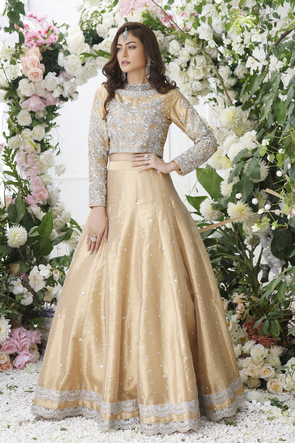 Wahajmkhan | Eden wedding Formals | ANTIQUE GOLD LENGA & CHOLI