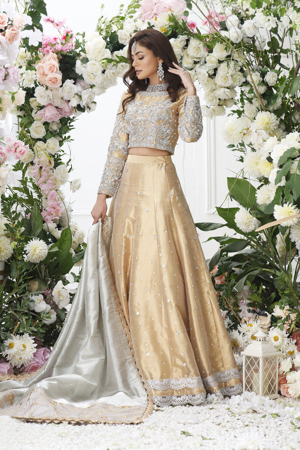 Wahajmkhan | Eden wedding Formals | ANTIQUE GOLD LENGA & CHOLI