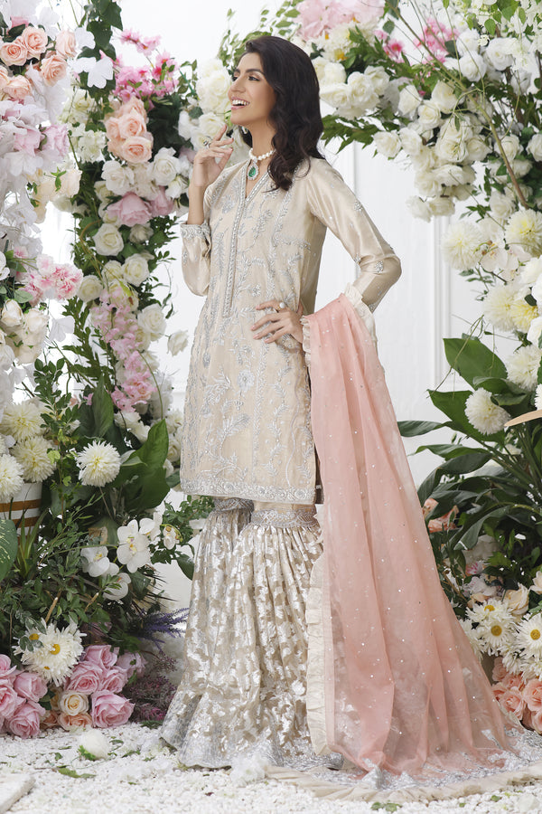 Wahajmkhan | Eden wedding Formals | GOLD GHARARA SUIT