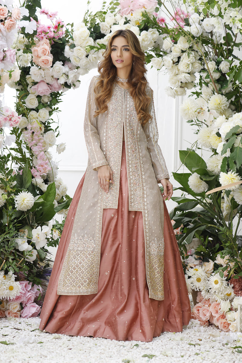 Wahajmkhan | Eden wedding Formals | METAL JACKET WITH LENGA