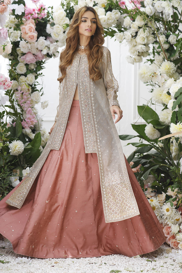 Wahajmkhan | Eden wedding Formals | METAL JACKET WITH LENGA