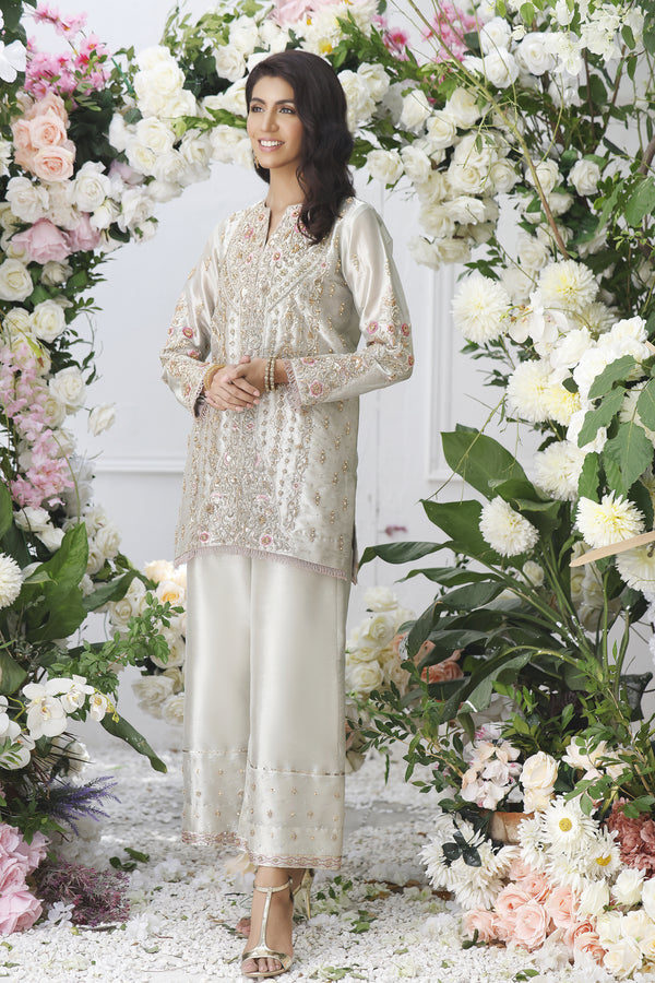 Wahajmkhan | Eden wedding Formals | SILVER SHORT JACKET
