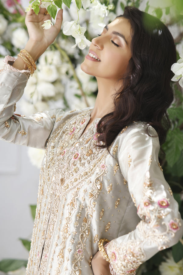 Wahajmkhan | Eden wedding Formals | SILVER SHORT JACKET