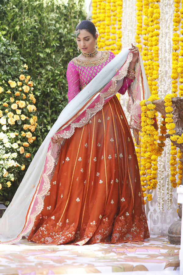 Wahajmbegum | Mehrunnisa Wedding Formals | MAGENTA LEHNGA CHOLI