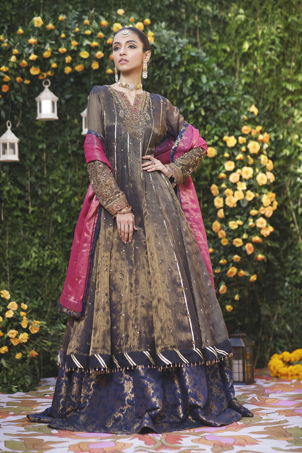 Wahajmbegum | Mehrunnisa Wedding Formals | NAVY MEHSURI ANARKALI