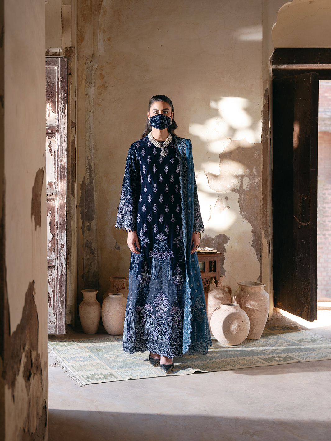 Flossie | Siara Velvet Formals | V-105 - B - Official Flossie - Agha Fabrics UK