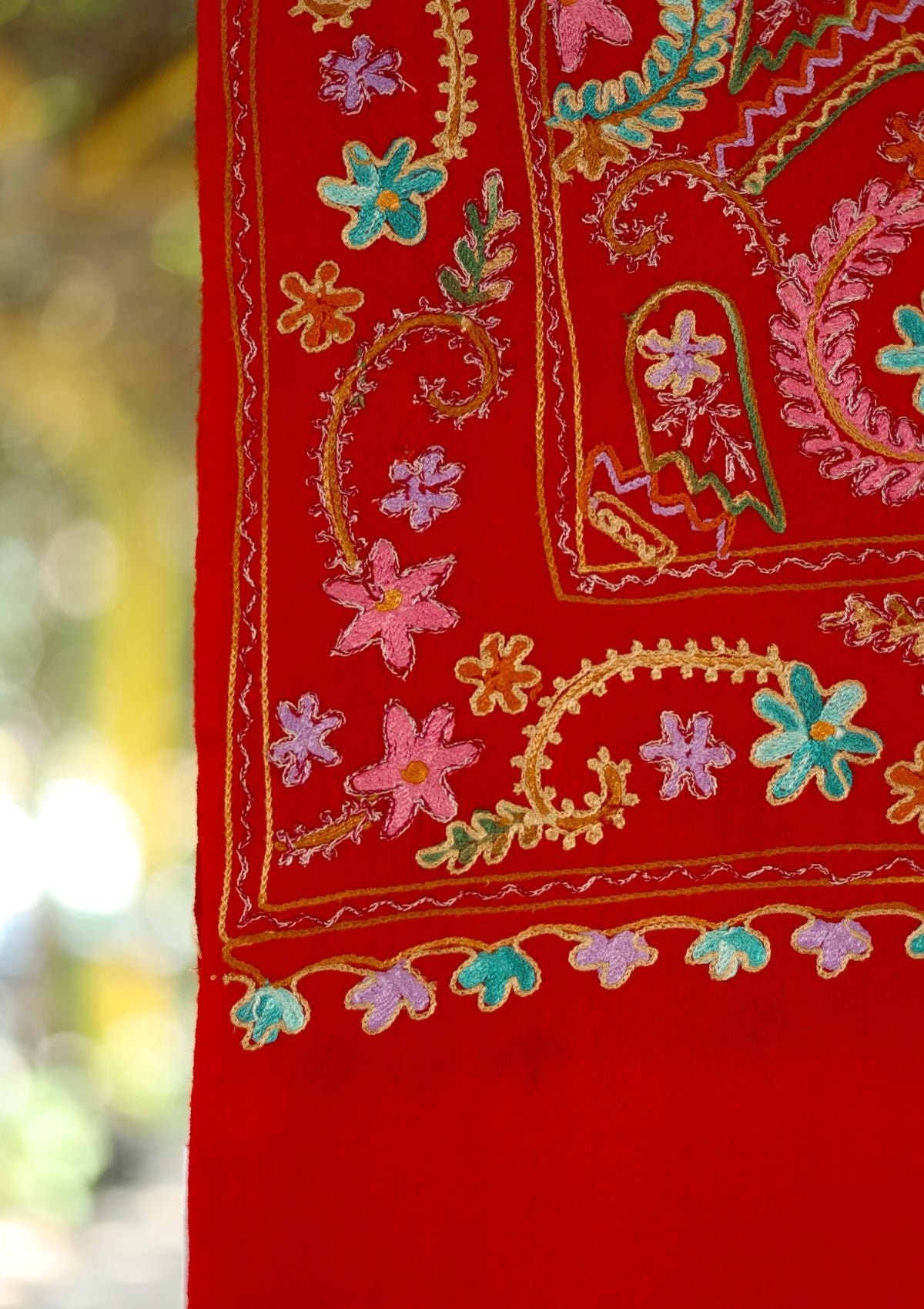 Ari Work Pashmina Scarf D - 17 - Red - Official Shawls Niche - Agha Fabrics UK