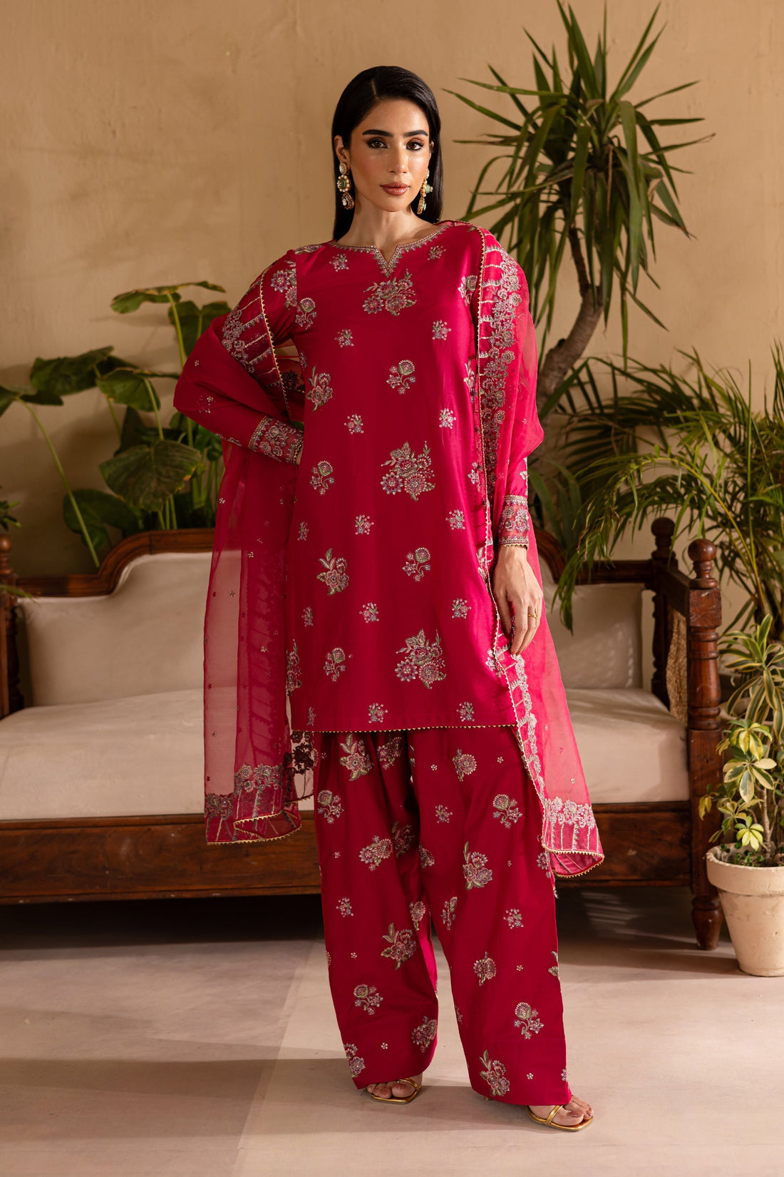 Batik | Nyra Embroidered Summer Solids | Zinnia - Official Batik - Agha Fabrics UK