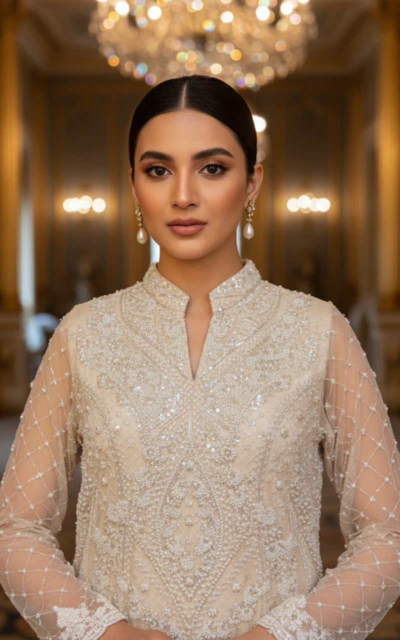 Threads and Motifs | Formal Dresses 25 | Net Embroidered Shirt With Trouser