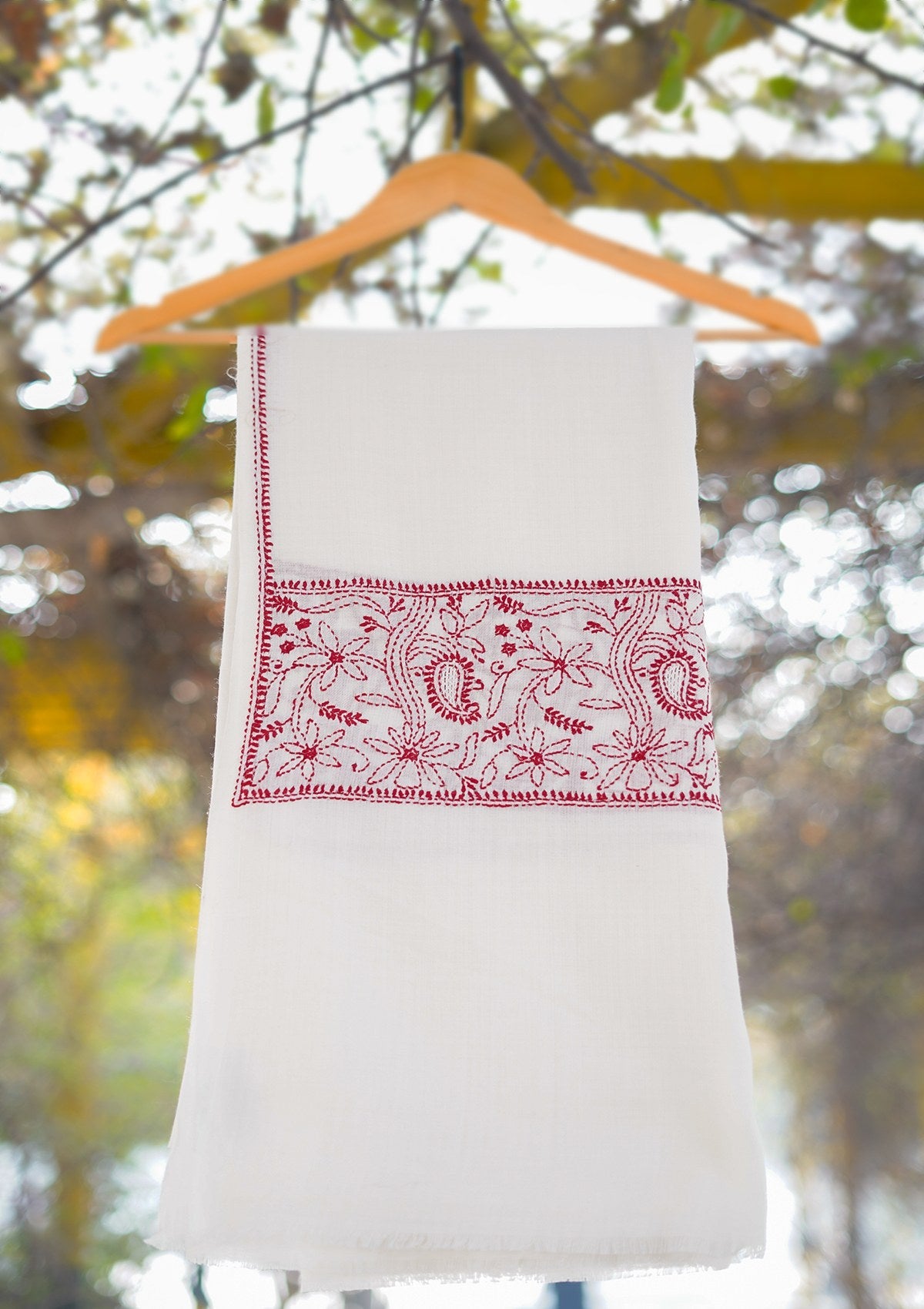 Wool Needle Work Shawl D - 39B - Off White