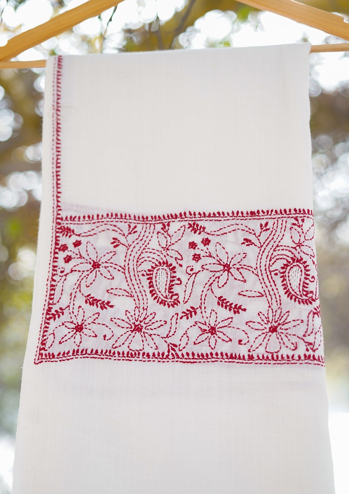 Wool Needle Work Shawl D - 39B - Off White