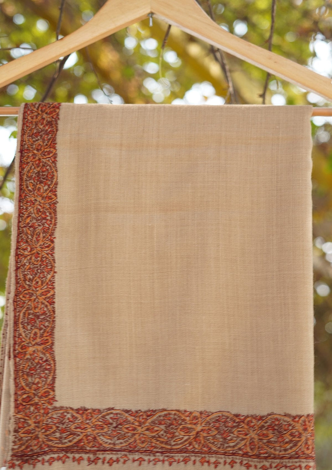 Wool Needle Work Shawl D - 36 - Brown