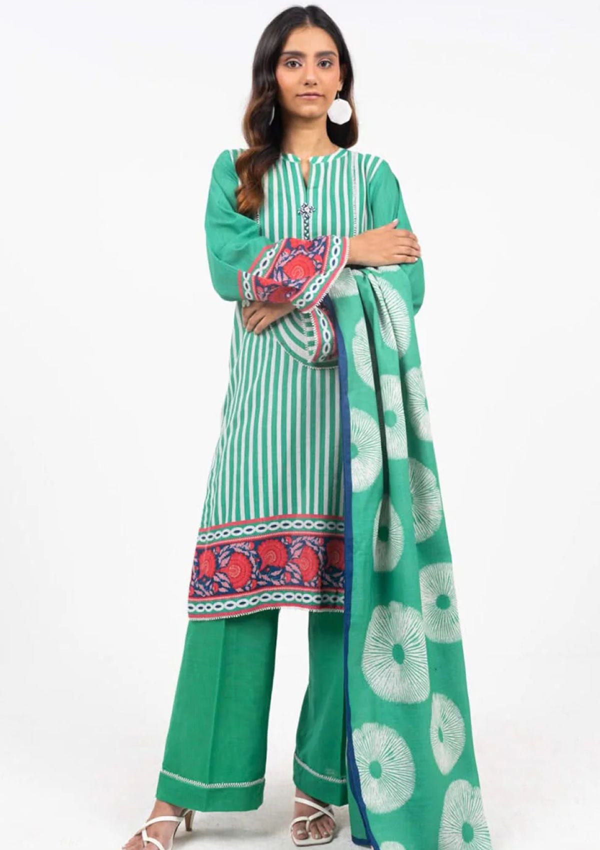 Winter Collection - Al Karam - Unstitched 24 - FW-53-24-GREEN - Official Al Karam - Agha Fabrics UK