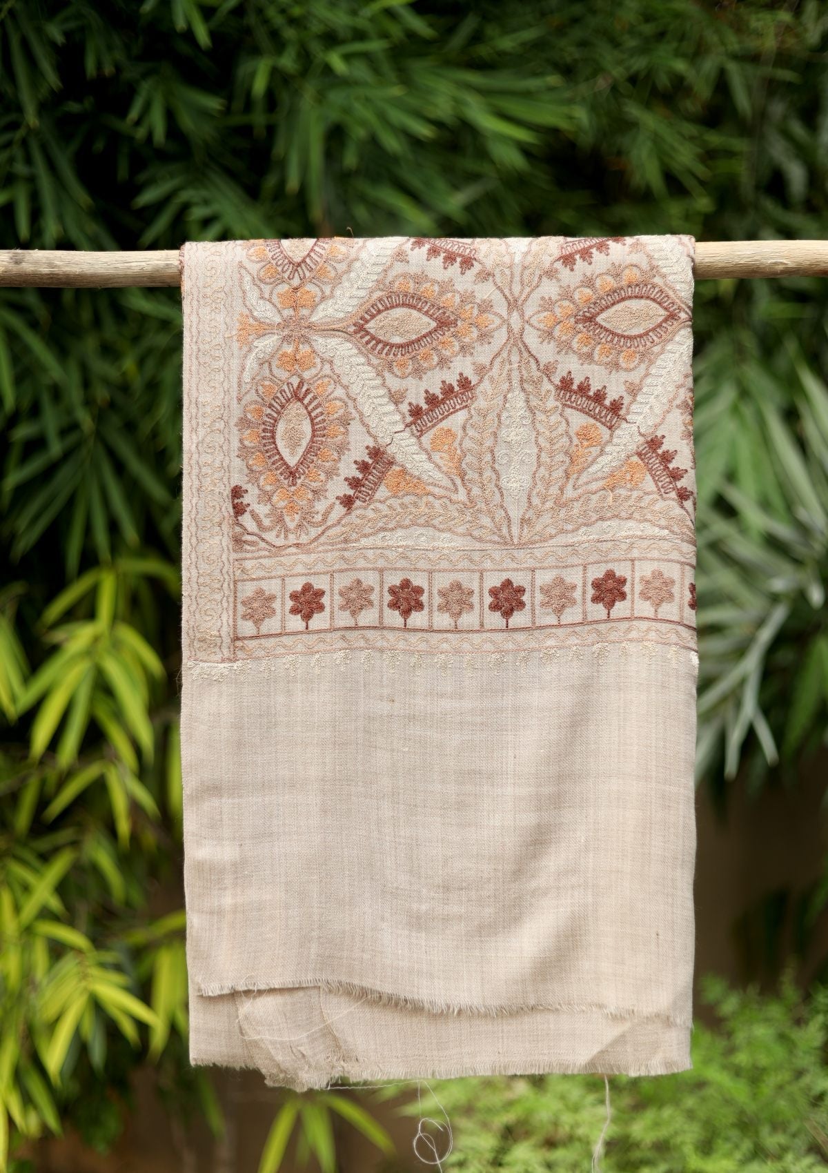 Ari Work Wool Shawl D - 54 - L Brown - Official Shawls Niche - Agha Fabrics UK