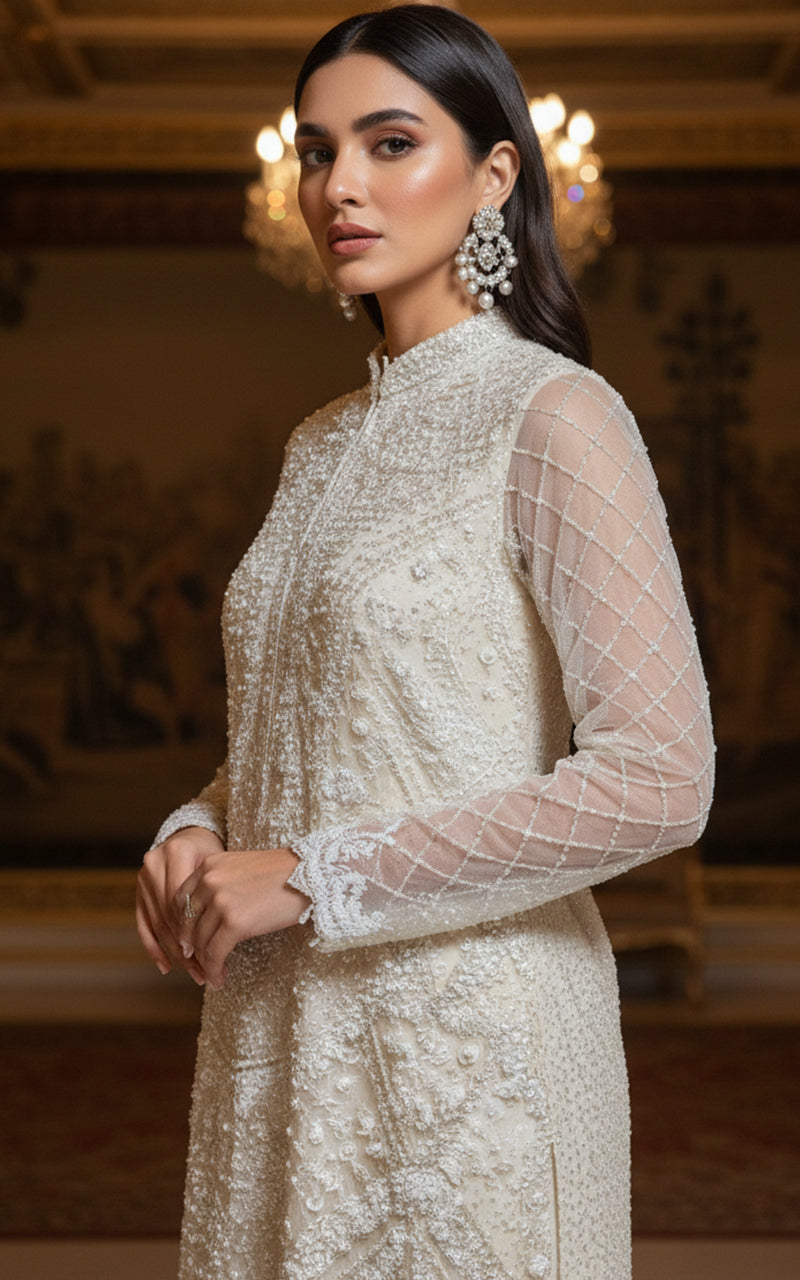 Threads and Motifs | Formal Dresses 25 | Net Embroidered Shirt With Trouser