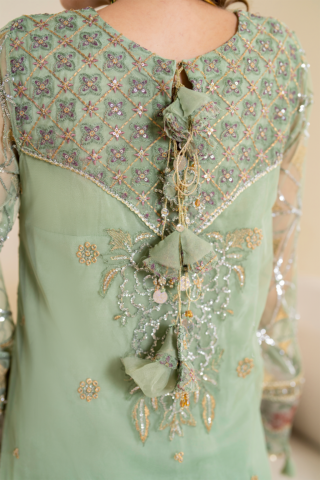 Iznik | Chinnon Chiffon | CC-41 Embroidered Net - Official Iznik - Agha Fabrics UK