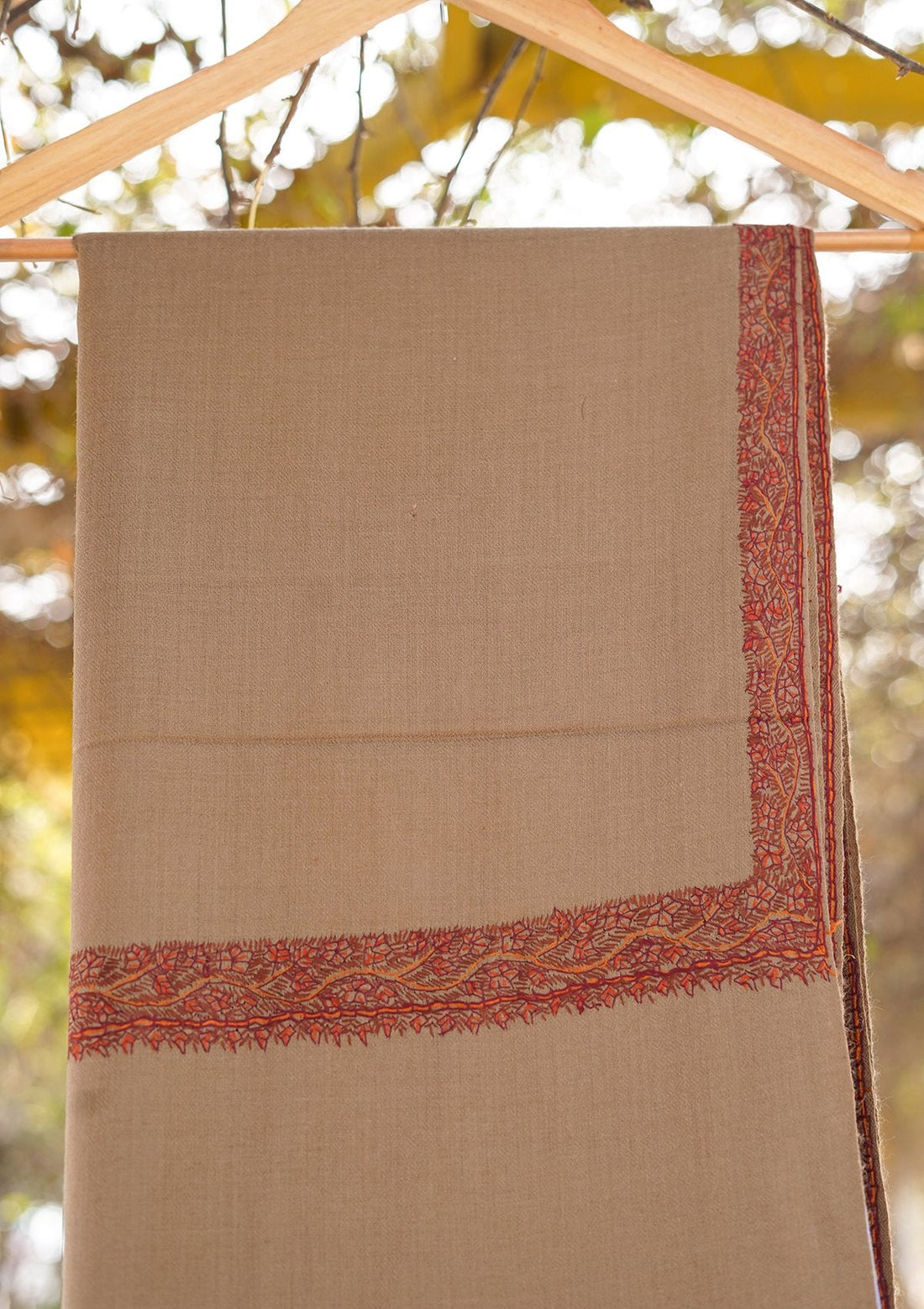 Wool Needle Work Shawl D - 37 - M Brown