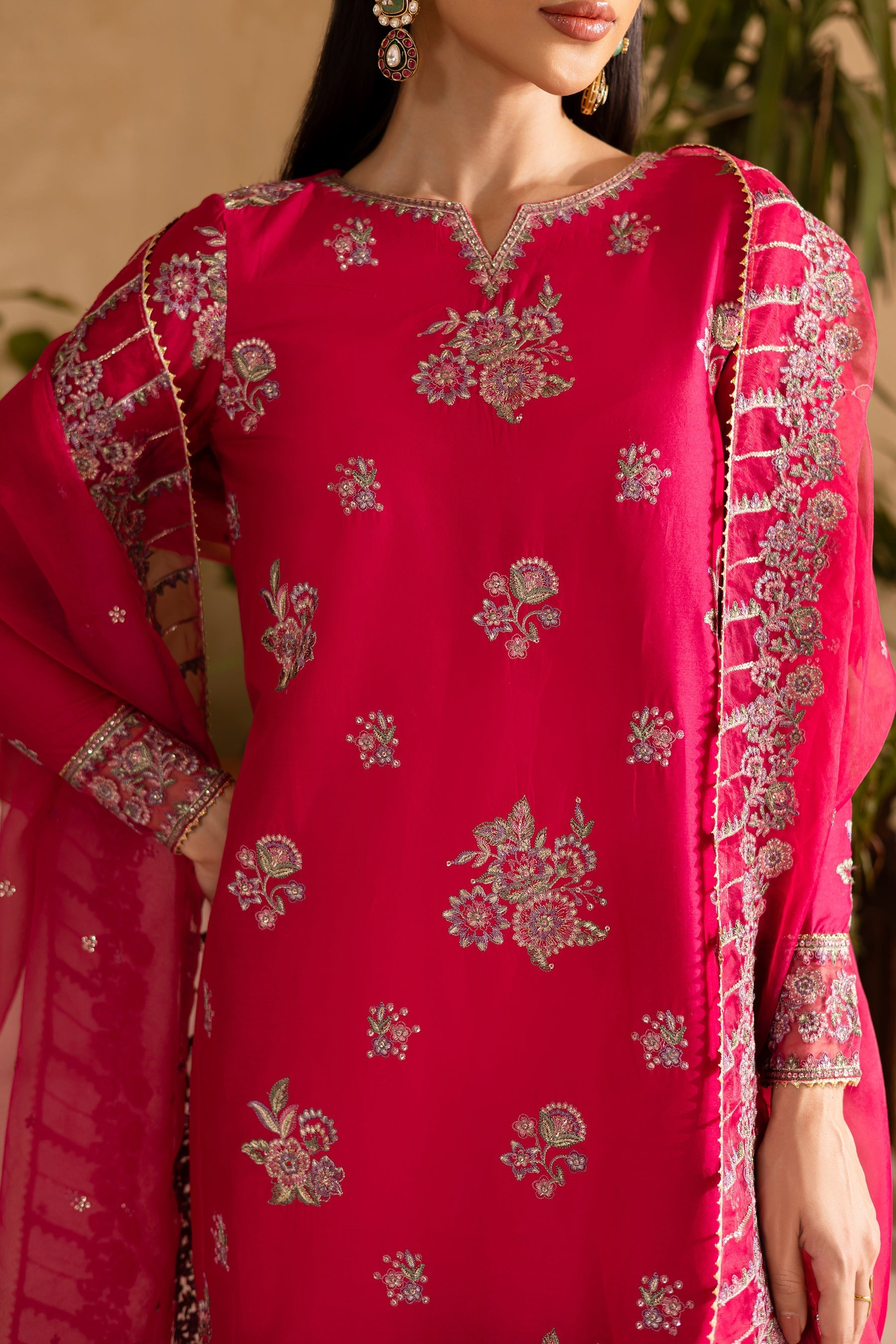 Batik | Nyra Embroidered Summer Solids | Zinnia - Official Batik - Agha Fabrics UK