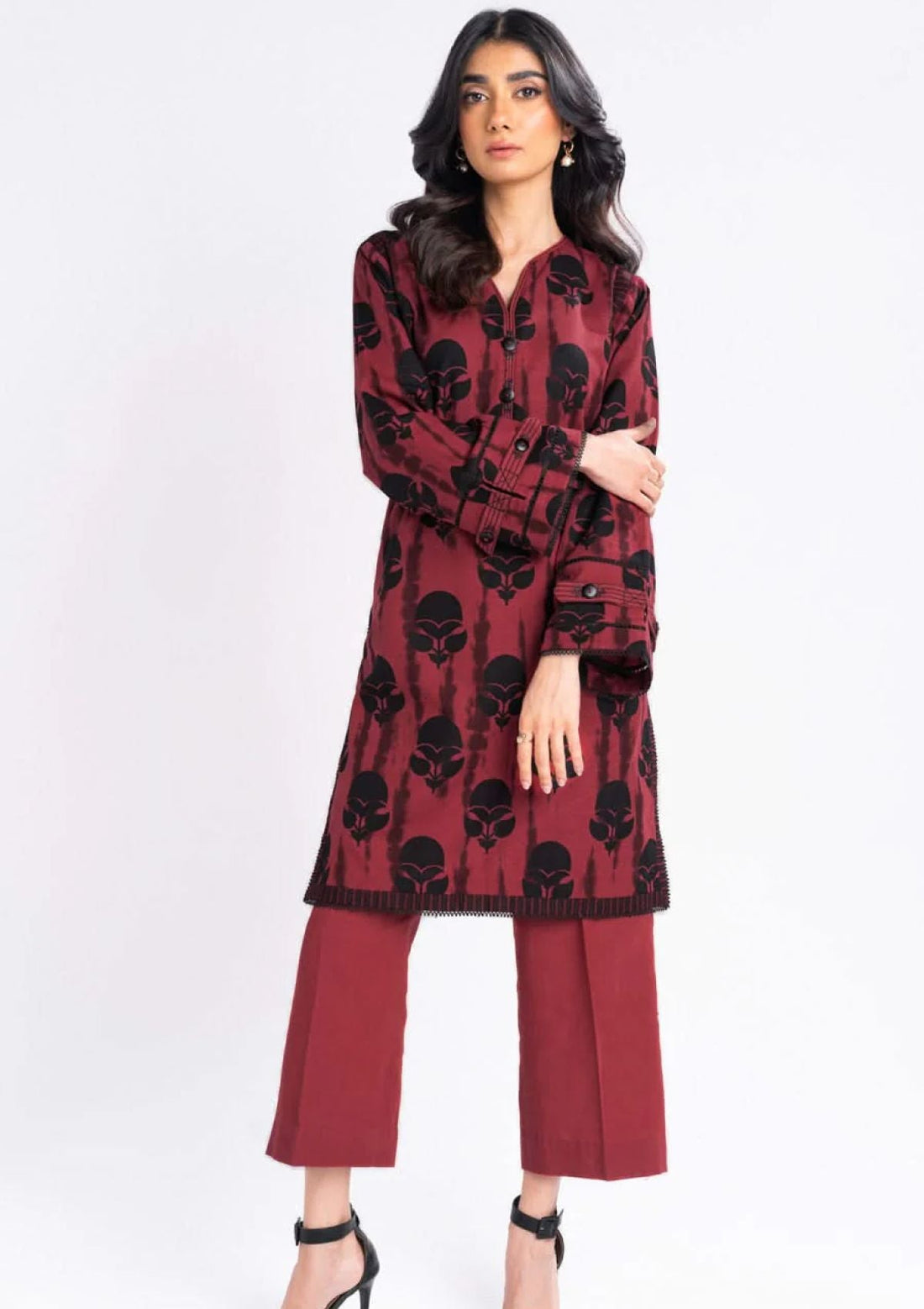 Winter Collection - Al Karam - Unstitched 24 - FW-53.1-24-RED - Official Al Karam - Agha Fabrics UK