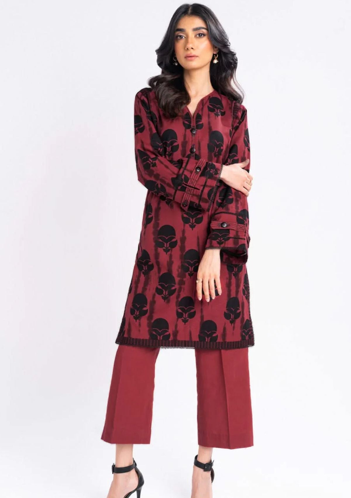 Winter Collection - Al Karam - Unstitched 24 - FW-53.1-24-RED - Official Al Karam - Agha Fabrics UK