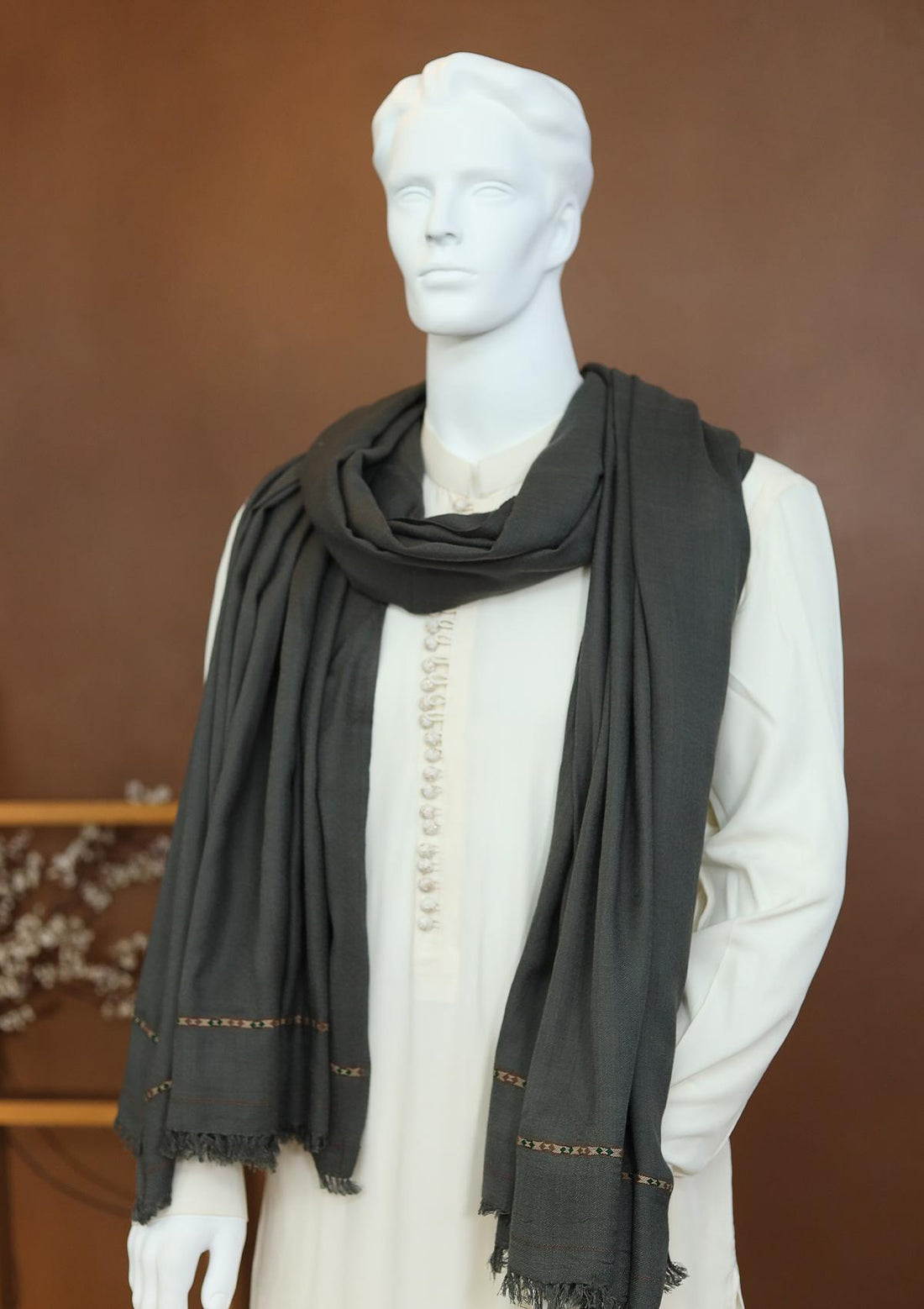 Men Shawls - Wool Shawls - D#35 - G Grey
