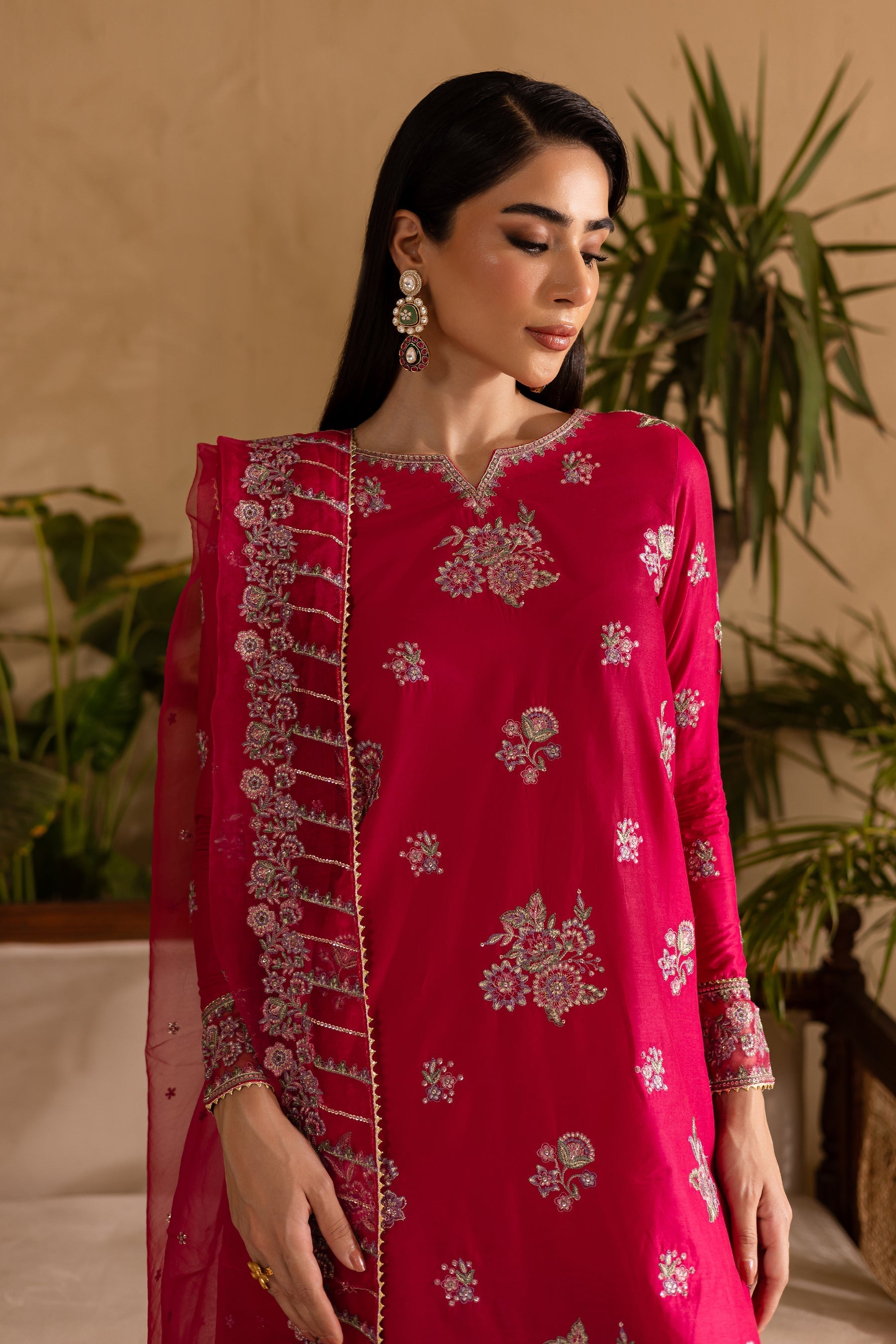 Batik | Nyra Embroidered Summer Solids | Zinnia - Official Batik - Agha Fabrics UK