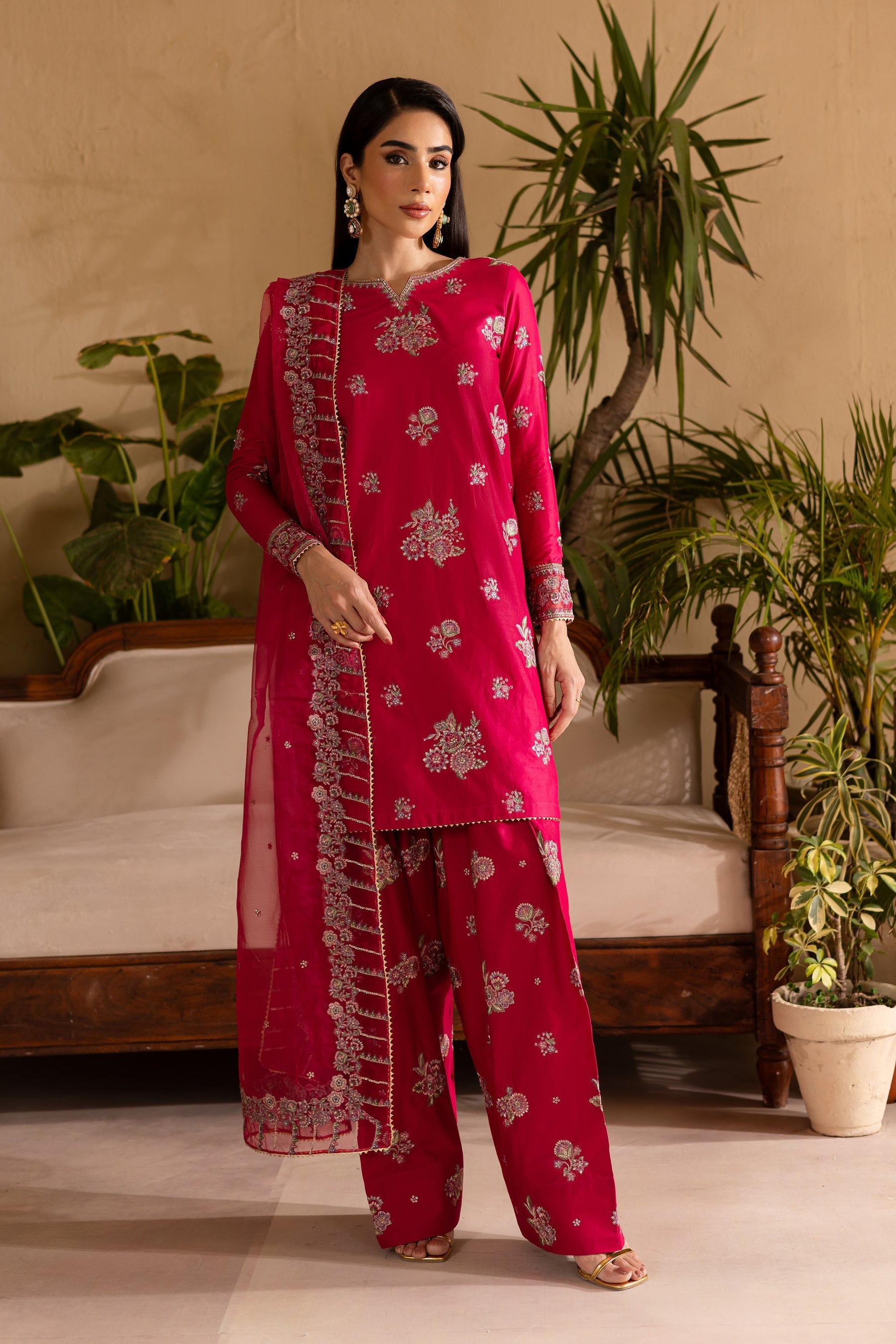 Batik | Nyra Embroidered Summer Solids | Zinnia - Official Batik - Agha Fabrics UK