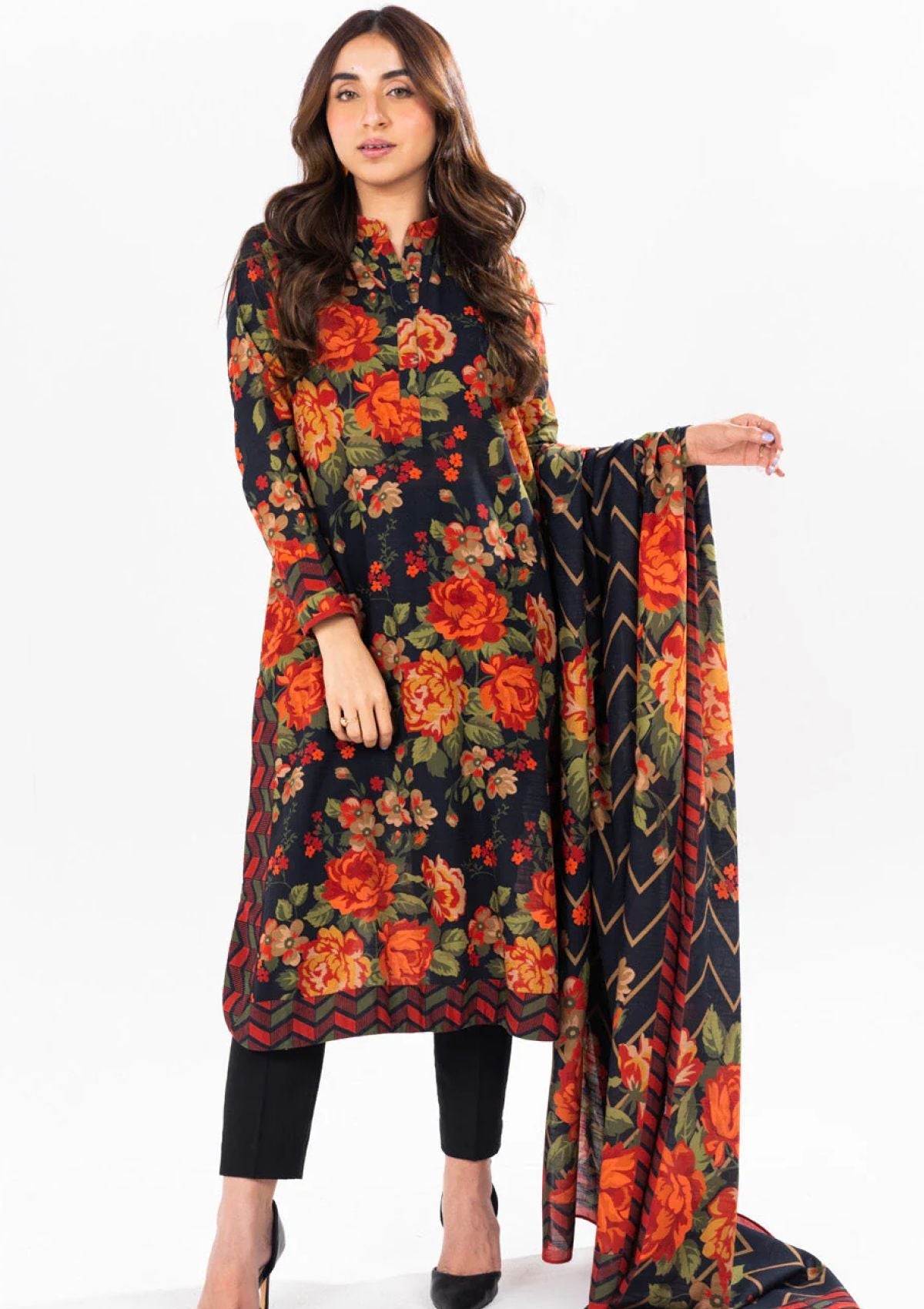 Winter Collection - Al Karam - Unstitched 24 - FW-56-24-BLACK - Official Al Karam - Agha Fabrics UK